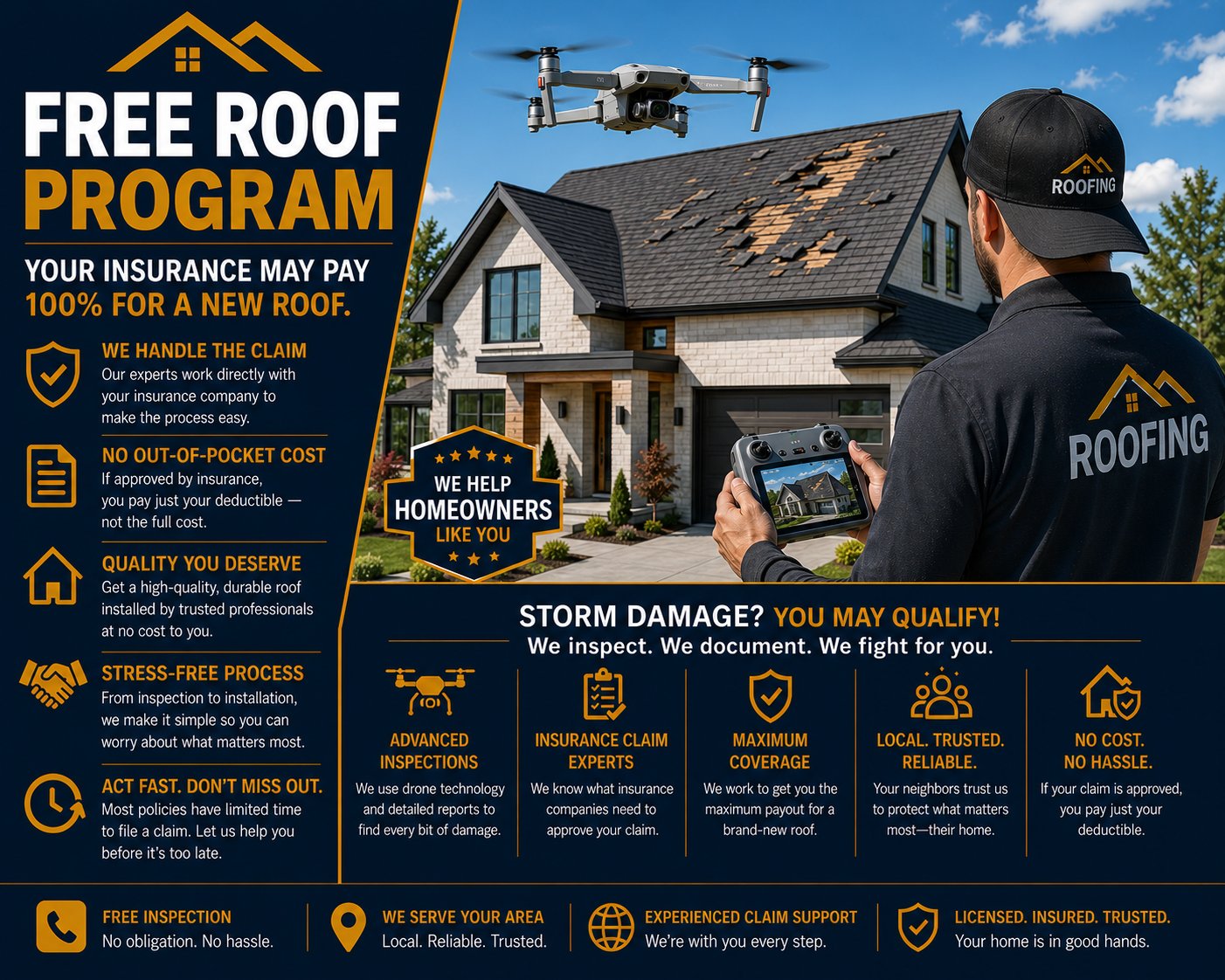 FREE ROOF Program Los Angeles insurance claim assistance